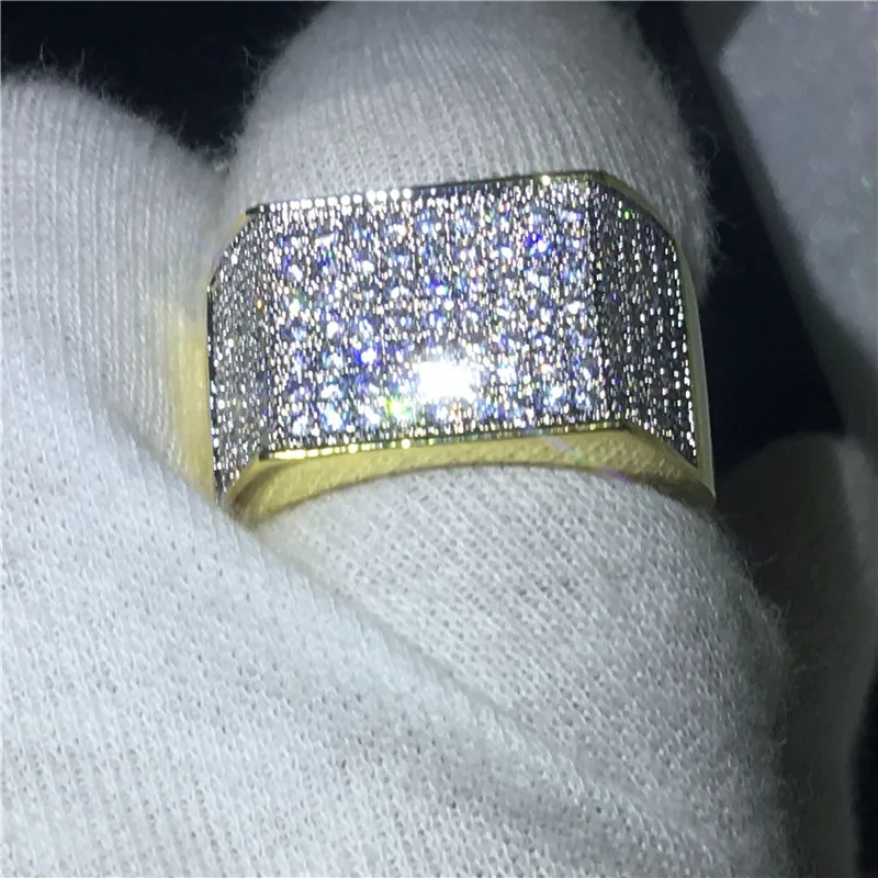 Choucong модные хип-хоп рок-группы кольца для мужчин проложенный набор 119 шт 5A Циркон cz Желтое золото заполненное 925 серебро мужское обручальное кольцо