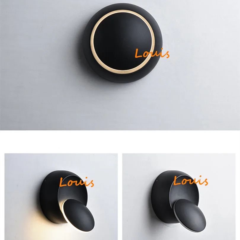 

NEW Arrival LED Wall Lamp 360 Degree Rotation Adjustable Bedside Light Black White Creative 7W Wall Lamp Modern Aisle Round Lamp