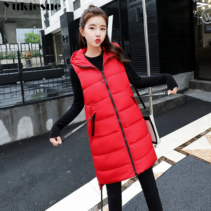 New winter thicken warm cotton down vest for women fashion loose version long sleeveless coat women's veste femme ladies