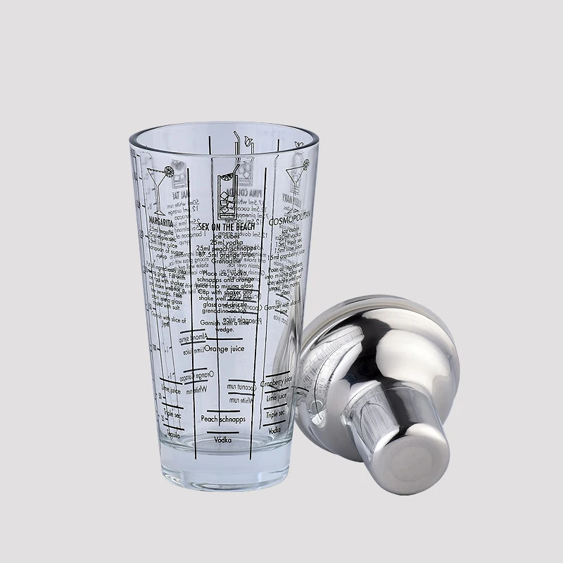 Pаспродажа 1 шт 400 мл бутылка микс мастер стеклянная прозрачная шкала шейкер для коктейлей 304 нержавеющая сталь бар и стеклянный шейкер барные инструме...