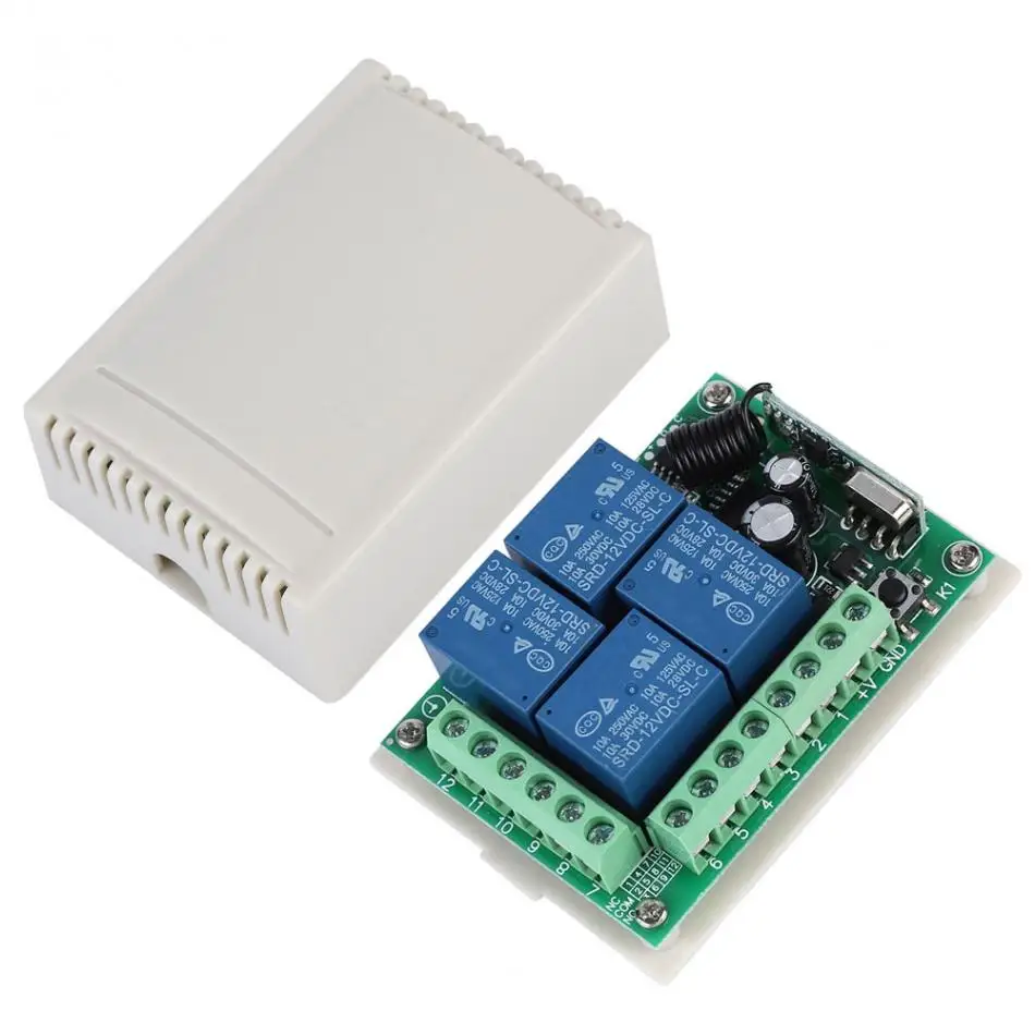 12V 4-way Wireless Remote Control Switch Wireless Relay Receiver Transmitter Replacement