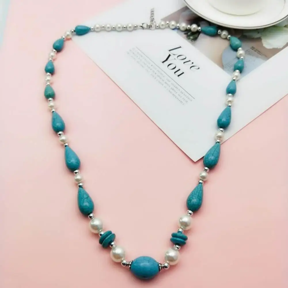 

TRENDY WOMEN NECKLACES RHODIUM COLOR PLATING GOOD QUALITY BLUE STONE WATER DROP NECKLACE