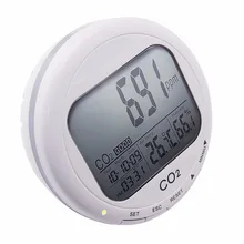 3-in1 CO2 Carbon Dioxide Desktop Datalogger Monitor Indoor Air Quality Temperature Relative Humidity RH 0~9999ppm Clock