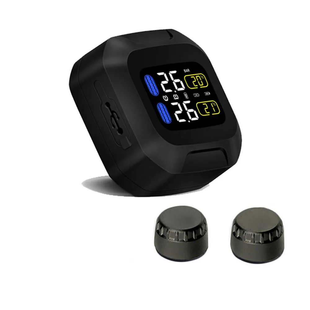  Sistema de Monitor de presión de neumáticos M3 LCD para motocicleta TPMS con sensores externos USB 