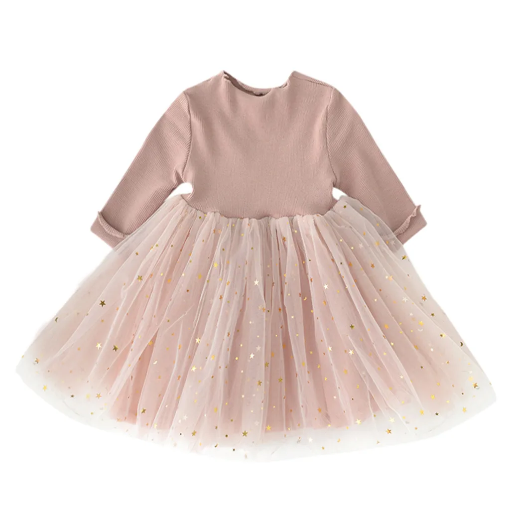 Новое Детское платье принцессы для девочек корейское платье с длинными рукавами и пентаграммой Одежда для маленьких девочек Детские платья для девочек