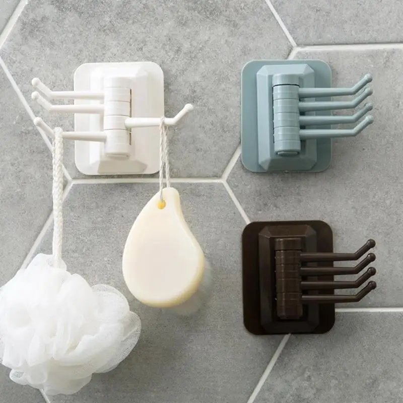 

ABFP Multi-Function Rotating Self-Adhesive Wall Hook Kitchen Door Bathroom Towel Bag Shelf Room Storage Hook