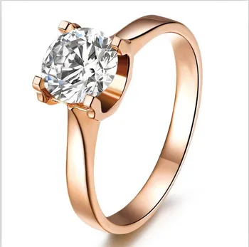 

2014 1ct Rose Gold Brand New Synthetic Diamonds Ring For Women Engagement Sterling Silver Jewelry Designer Women Factory Selling