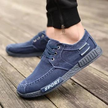 

Vogue Leisure Denim Shoes Men Casual Canvas Plimsolls Outdoor Footwear Denim Lace Up Tenis Shoes Sneakers Men Fashion Male Shoes