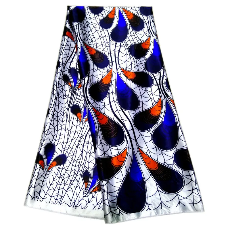 

soft Silk Satin Fabric 4.5*1.48m Ankara Wax Print Style Fashion New African Lace Material textile for Sewing