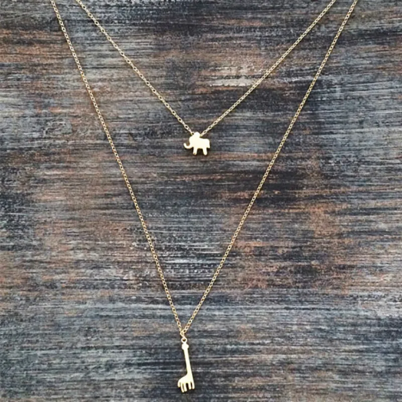 Big Elephant Giraffe Necklace Babe Neckalce Sis. Lil Sis Mother Daughter Matching Gold Chain Jewelry Gift | Украшения и