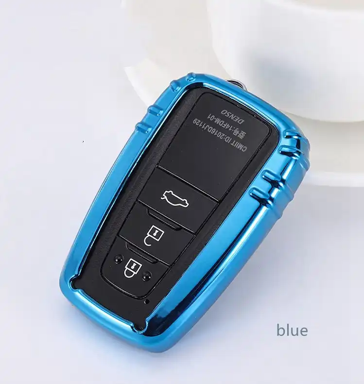Purple Black Autophone for Toyota Key Fob Cover with Keychain Soft TPU 360 Degree Protection Key Case Compatible with 2018-2021 Toyota Camry RAV4 Highlander Avalon C-HR Prius Corolla GT86 Smart Key