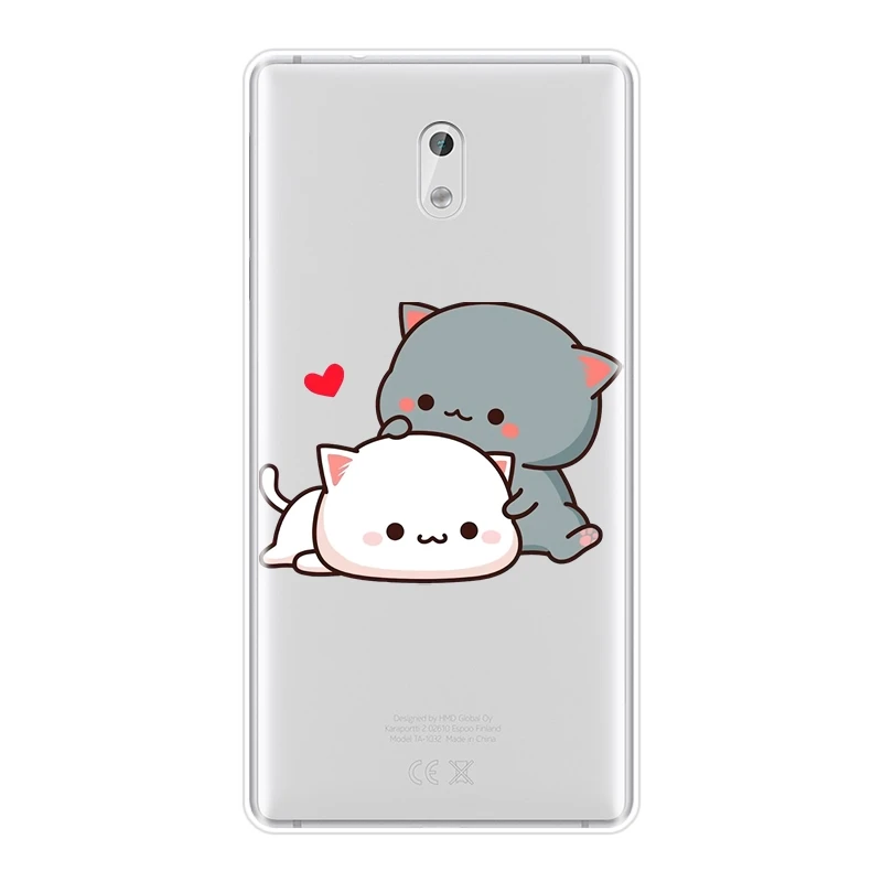 ТПУ Забавный мультяшный Kawaii сердце Милая кошка девушка телефонный чехол для Nokia X6