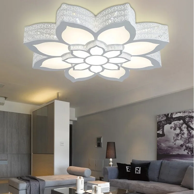 Us 100 61 29 Off Fancy Iron Romantic Individuality Living Room Light Led Ceiling Lamp Bedroom Study Lotus Lantern Ac110 240v In Ceiling Lights From