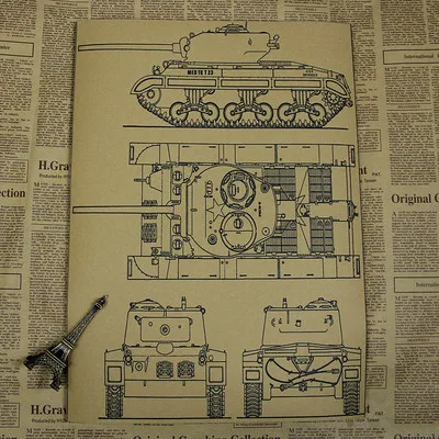 Винтажные плакаты домашняя картина Ретро Живопись классический HD ремесла Тигр танки БРОНИРОВАННЫЕ АВТОМОБИЛИ древние корабль P51 - Цвет: Прозрачный