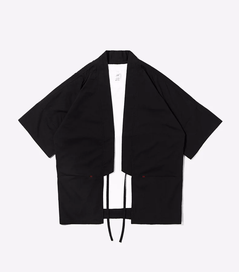 Новая весенняя модная мужская рубашка четырех цветов Мужская индивидуальная Повседневная рубашка японское кимоно футболка с коротким рукавом Taoist sh - Цвет: Черный