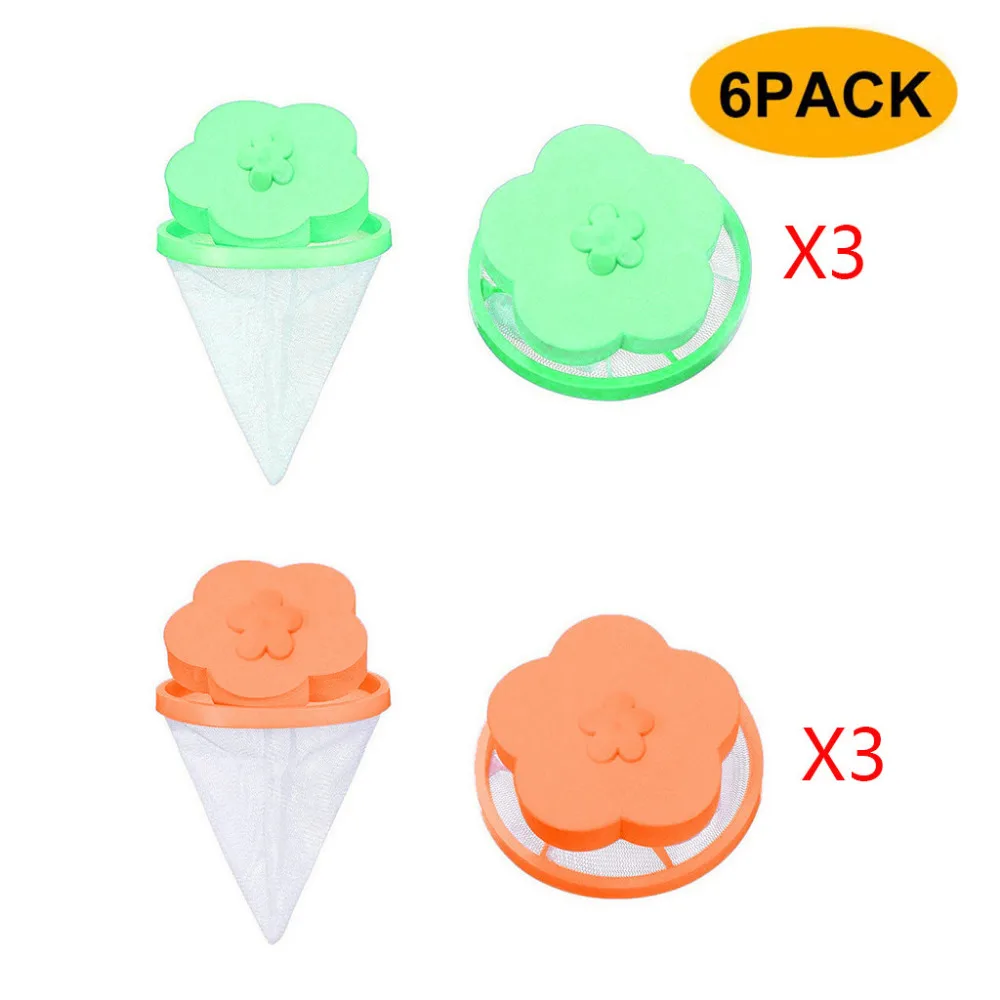 

6PCS Cloth Cleaning Floating Ball Pouch Washing Machine Lint Filter Bag Reusable Laundry Mesh Hair Catcher Collect Lint Into Net