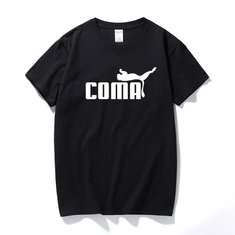 

Coma logo mens t shirt parody cool trend spoof comedy joke tops funny t shirts Cotton short sleeve t-shirt mens clothing