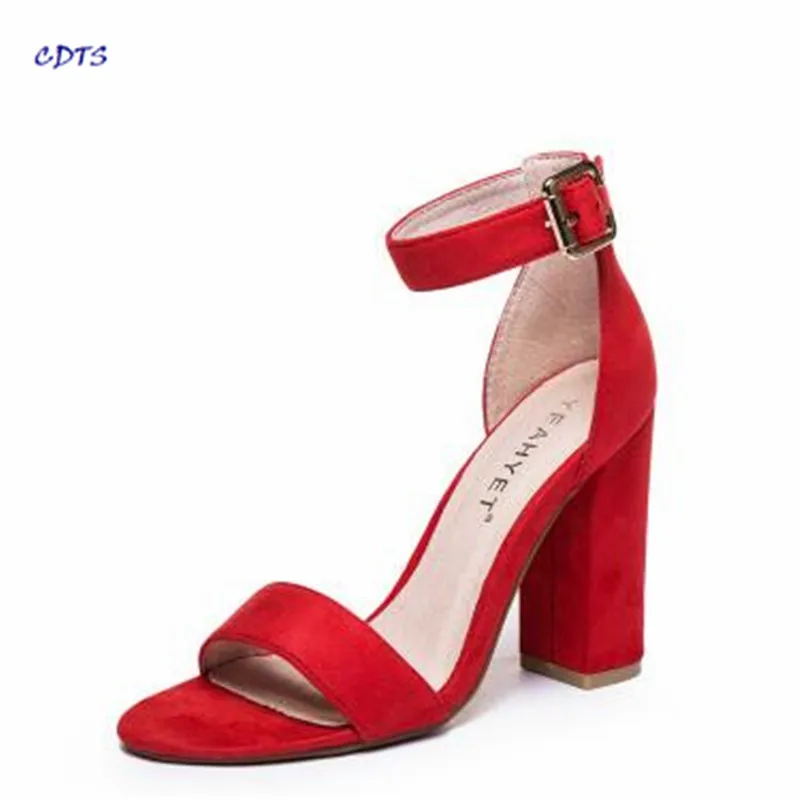 

CDTS Stiletto Summer women's shoes button belt 10cm thick high-heeled sandals fashion open toe formal all-match buckle pumps