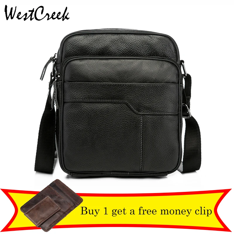 

WESTCREEK Brand Genuine Cowhide Leather Men Shoulder Bag Small Messenger Bags Male Travel Crossbody Bag Fashion Men Bag Flap