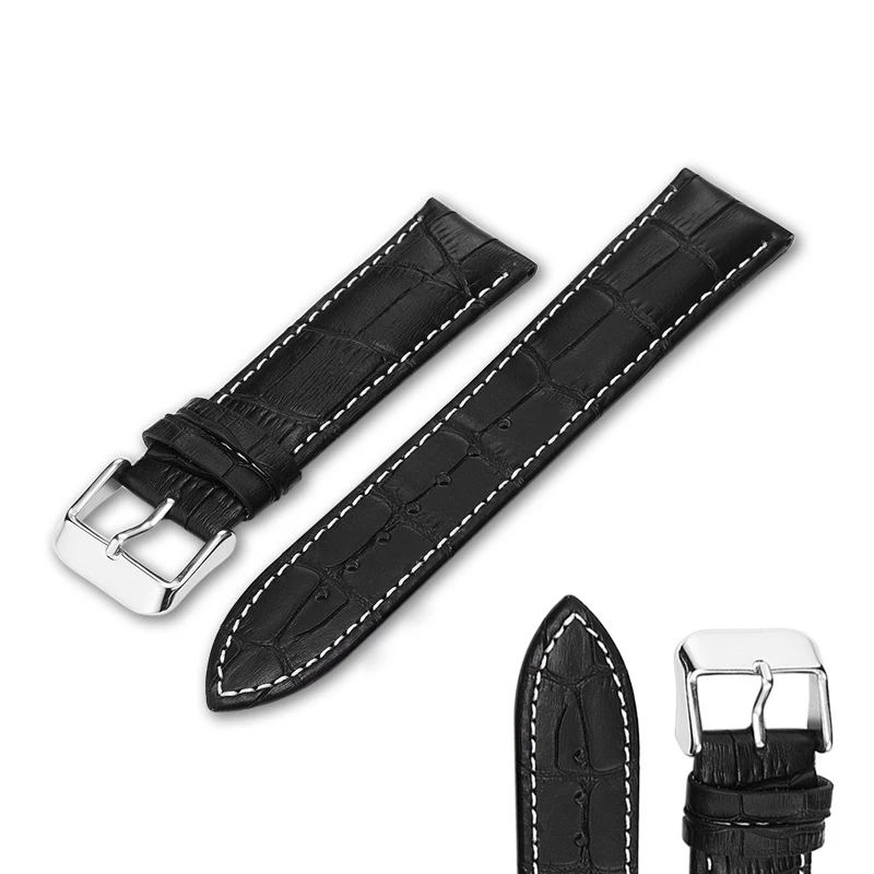 

Genuine Leather Watch Strap Band 20mm 22mm 24mm Watchband For Women Men Belt On Wristband Watch Accessories Bracelet Buckle Gold