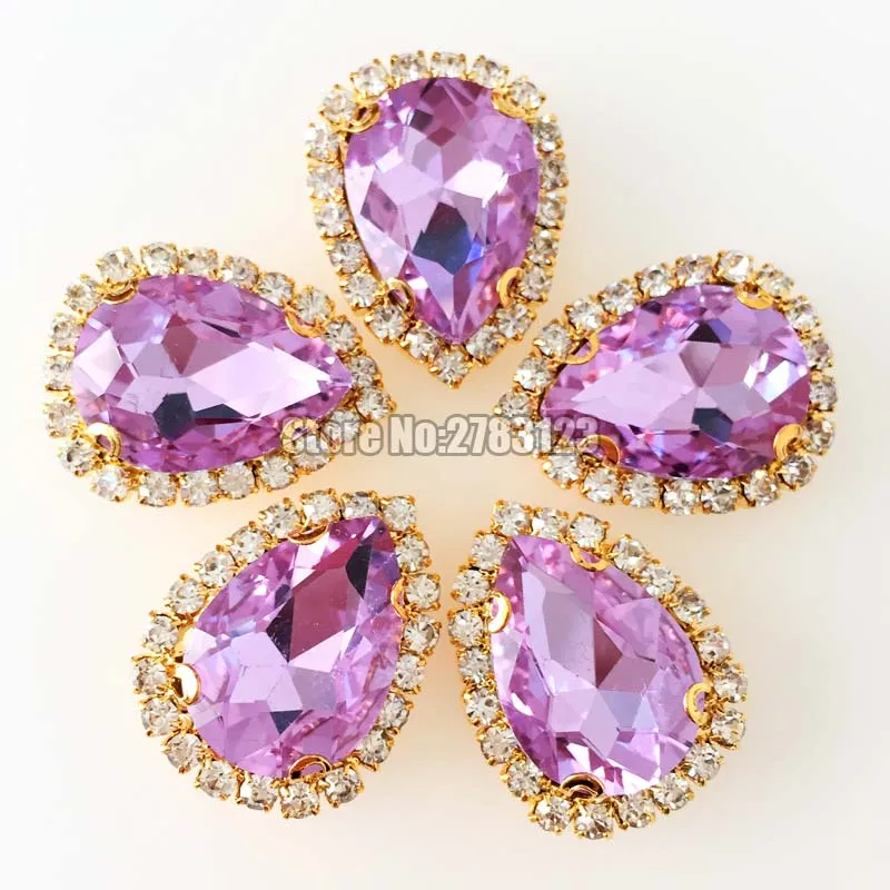 

Crystal violet faltback Crystal button,AAA Glass Crystal Gold base sew on rhinestones 7x10mm 10x14mm 13x18mm 18x25mm 10pcs/bag