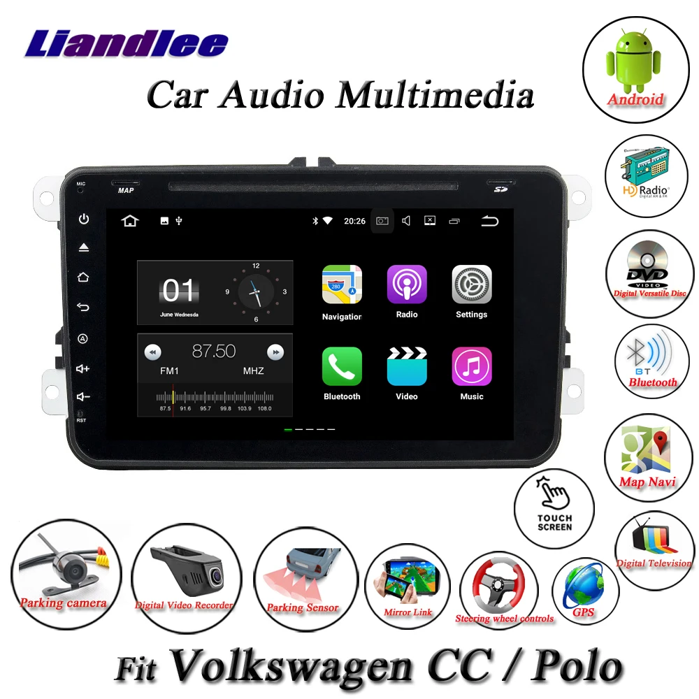 Top Liandlee Car Android System For Volkswagen CC / Polo Radio BT Wifi CD DVD Player GPS Nav Navi Navigation HD Screen Multimedia 2