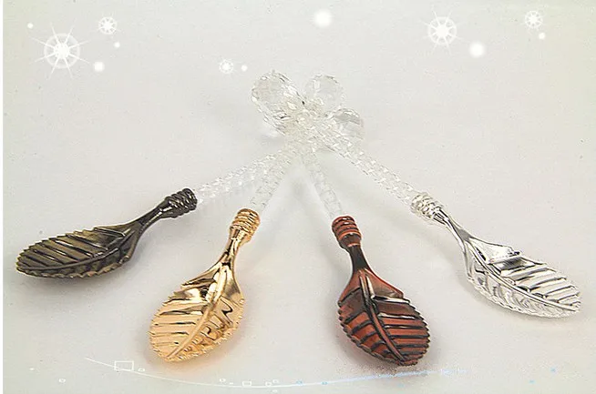 

6pcs/lot Zinc alloy Vintage Carved Crystal Head Coffee Tea Ice cream Scoop Spoon EKV 047