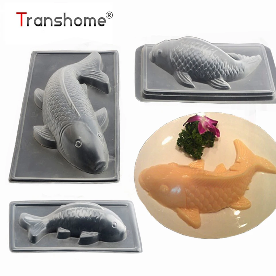 

Transhome 1Pcs Creative Carp Shaped Rice Cake Mold Silicone Fish Pudding Molds Large Medium Small Sizes Baking Tools Decorating