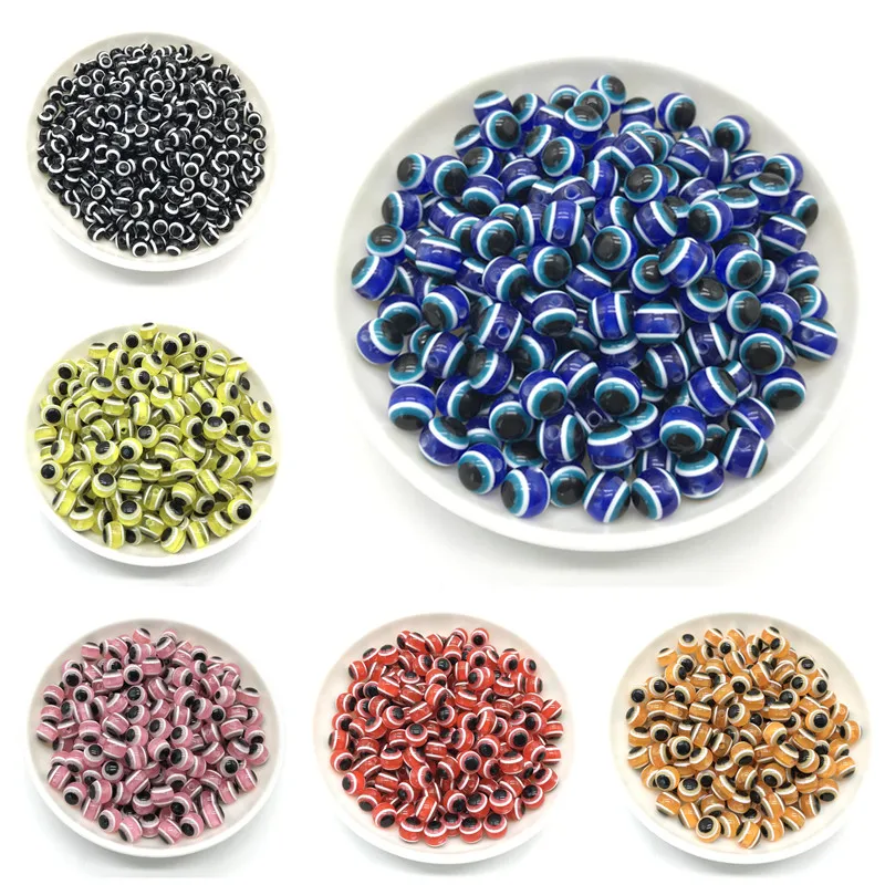 

6/8 /10mm Round Resin Gasket Beads Mixed Evil Eye Beads For Jewelry Making DIY Bracelet Necklace Accessories