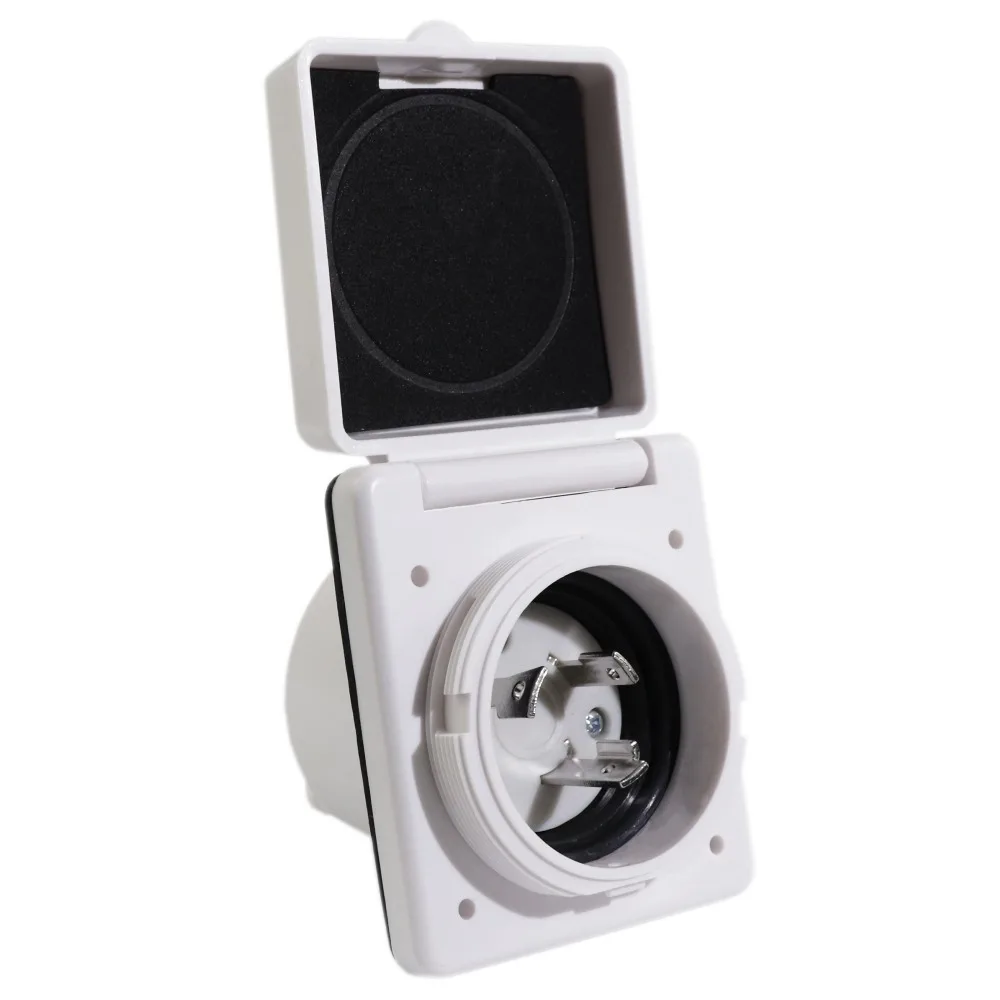 RV 125/250V 50 AMP Power Plug Twist Lock Inlet with 3 Stainless Steel