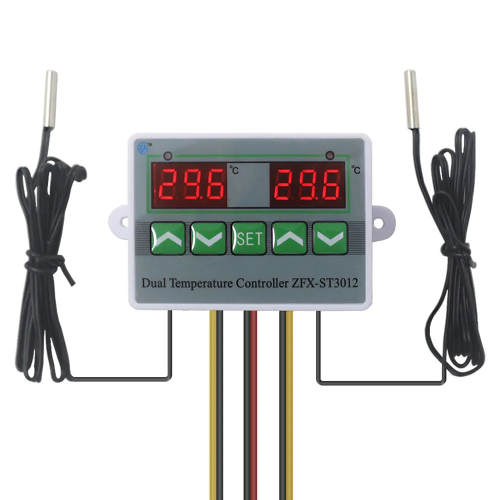 

Intelligent Digital Temperature Controller Dual Thermostat Regulator 12V 24V 220V Temp Switch for Incubator with Dual Sensor