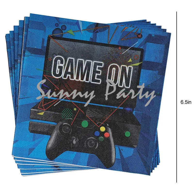 

16pcs/lot Blue Game Theme Party Disposable Napkin Birthday Baby Shower Party Paper Napkin Party Supplies Decoration