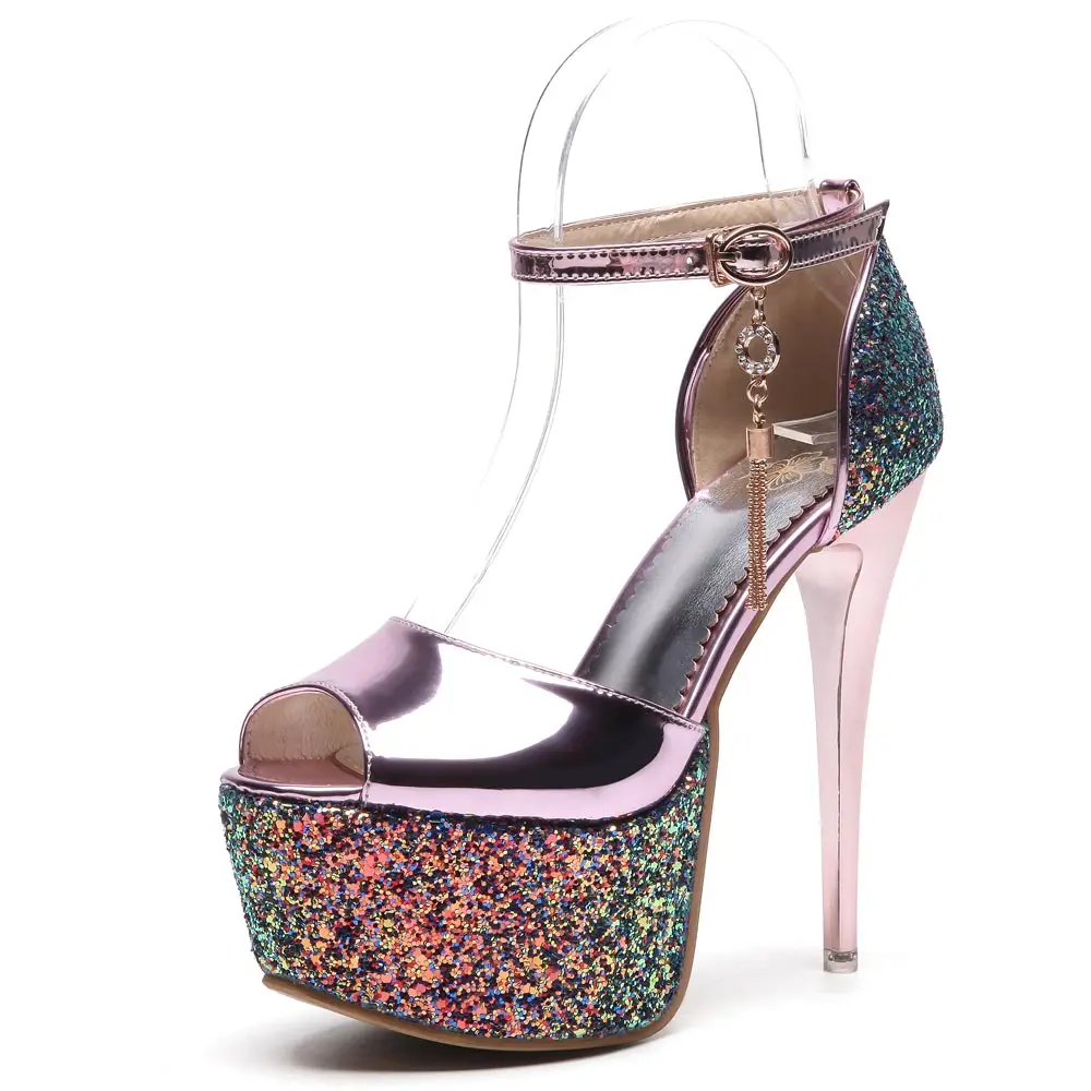 Sgesvier/летние женские босоножки; обувь на платформе; пикантные туфли на высоком каблуке с открытым носком и пряжкой для ночного клуба; свадебные туфли; Размеры 33-48; B511