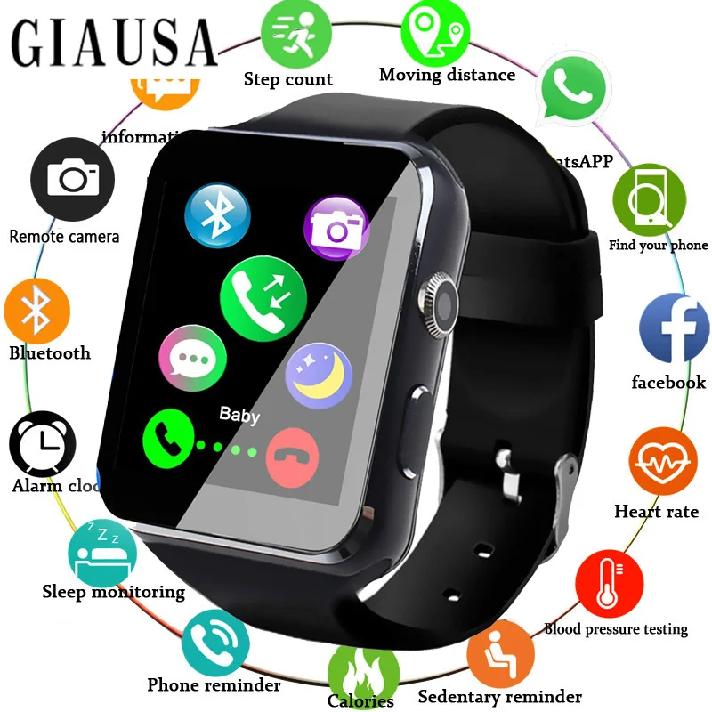 

New Arrival Smart Watch with Camera Touch Screen Support SIM TF Card Bluetooth Smartwatch Men Women Digital Wristwatch