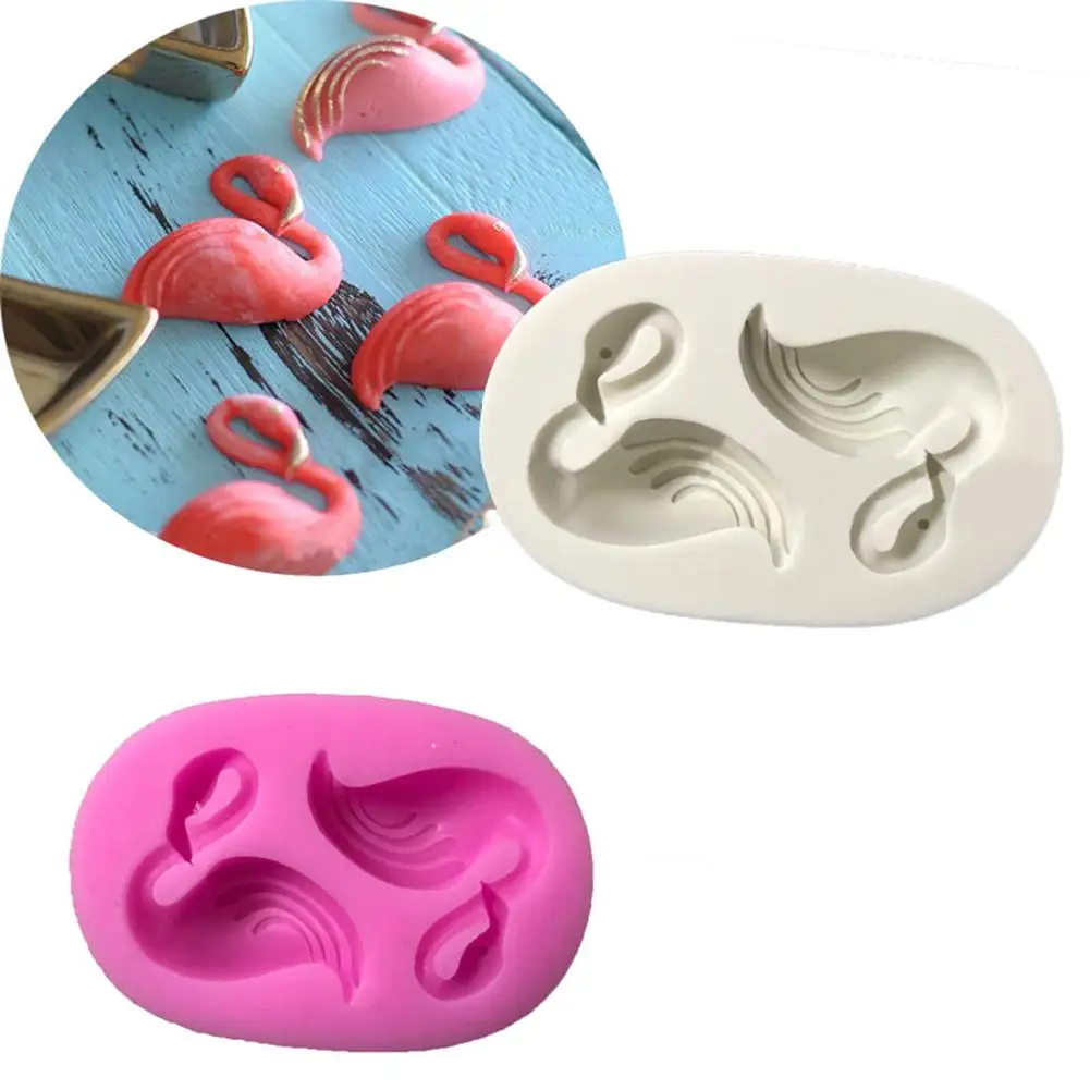 

Silicone Double Flamingo Cake Decor Mould DIY Sugarcraft Pastry Mold Baking Tool