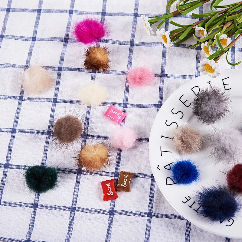 

6 pcs/lot DIY Best Genuine Mink Fur Fluffy Pom Pom Ball for Women Necklace Earrings Ring Handbag Pompon Mixed Color Accessories