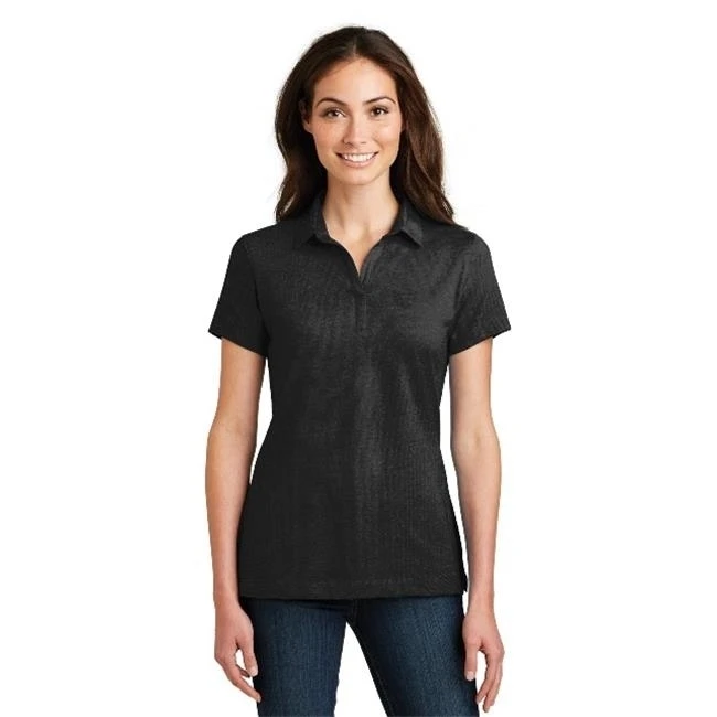 Port Authority L577 Ladies Meridian Cotton Blend Polo T-Shirt Black - Extra Large