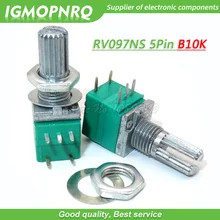 5 pces rv097ns 10 k único ligado b10k com um interruptor de áudio 5pin eixo 15mm amplificador potência selagem potenciômetro igmopnrq