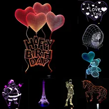 Рождество День Святого Валентина 3D романтическое любящее сердце светодиодный Железный Man7 Цвет Изменение ночник любовник пара день рождения памятный день подарки