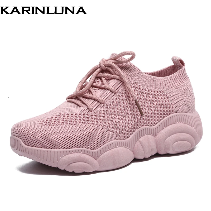 

Karinluna New BEST ductile Casual women's Knitting Lace Up Comfortable women's Shoes Leisure Soft Light Fashion Sneakers Shoes
