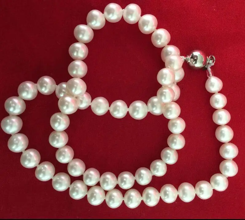 

stunning 9-10mm south sea round white pearl necklace 25inch 925s