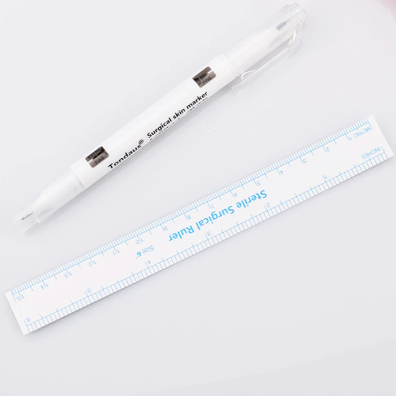 10pcs tattoo skin marker surgical permanent makeup eyebrow marker pen With Measuring Ruler Microblading Positioning Tool 6