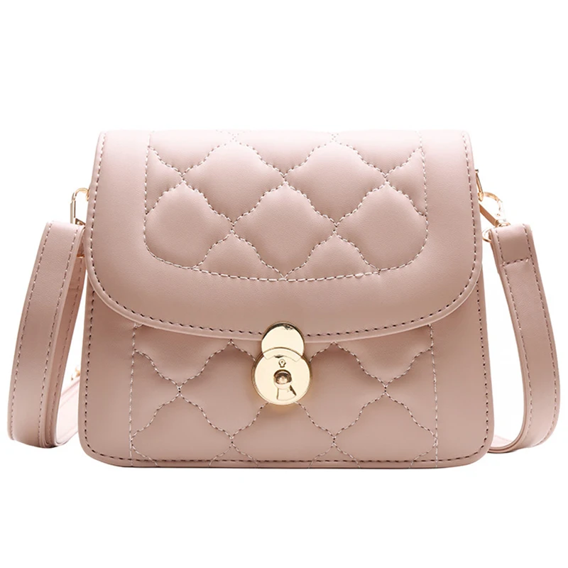 

Lingge Small Bag New Fashion Korean Version of the Small Square Bag Lock Buckle Handbag Simple Wild Shoulder Messenger Bag