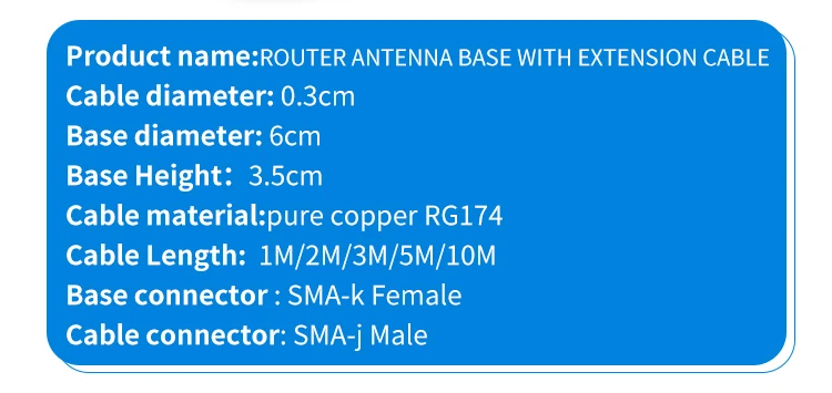 Крепление антенны маршрутизатора магнитное основание с удлинительным кабелем SMA 3g 4g 2,4g 5G 5,8G wifi Удлинительный кабель Внешние антенны маршрутизатора