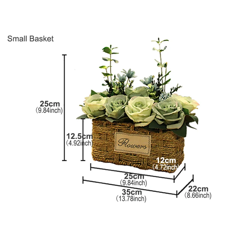 1 компл. Роза Пион прямоугольник Большая маленькая Соломенная Корзина искусственные цветы ваза Свадебный магазин украшение дома поддельные цветы 29 цветов