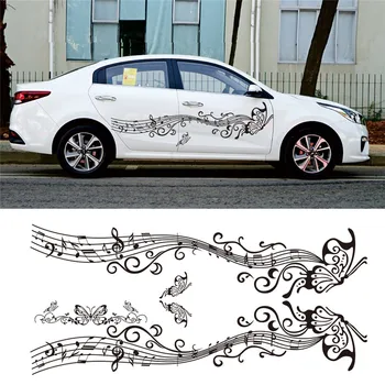 

1 Pair Butterfly Note Totem Car Sticker Music Sheet Music Cute Waist Line Body Sticker Flower Auto Decoration Film Decal