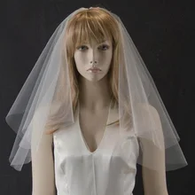 Слой 2 Короткие Белый Кот Люкс покрывал срезанный Край Свадебные Аксессуары Фата С Расческой