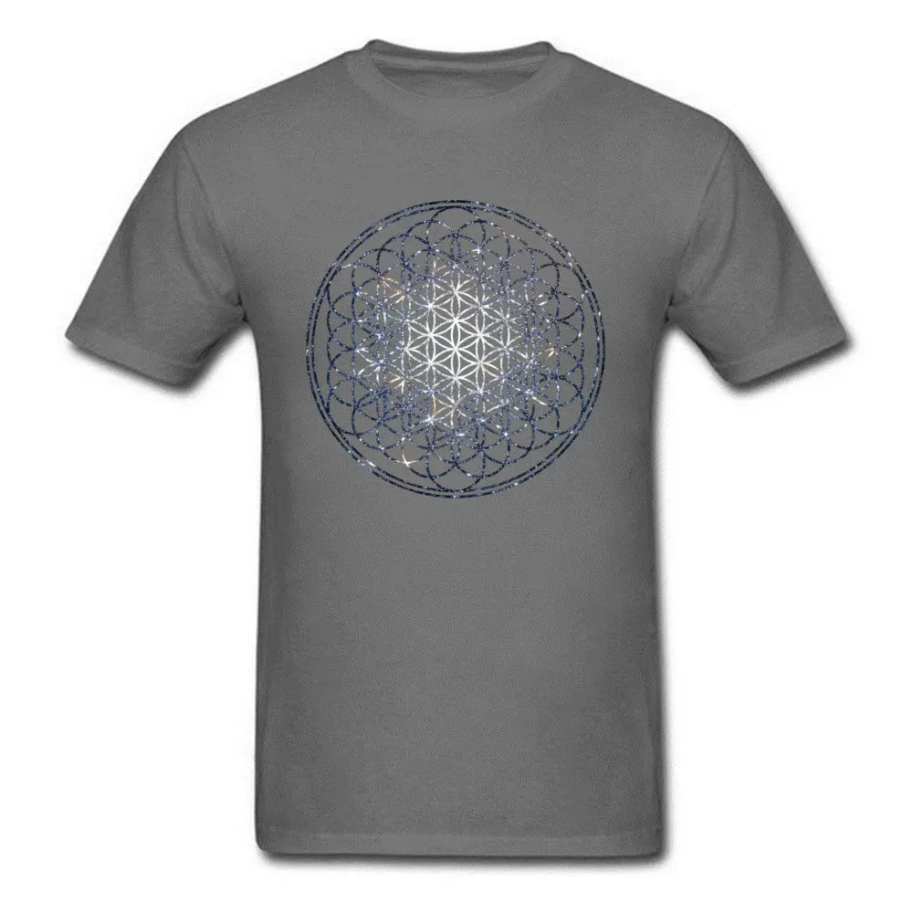 Cute Casual Cool Tshirts Round Neck 100% Cotton Men's Tops & Tees Short Sleeve Autumn Cool Clothing Shirt Top Quality Flower Of Life Sacred Geometry Star Cluster 4346 carbon