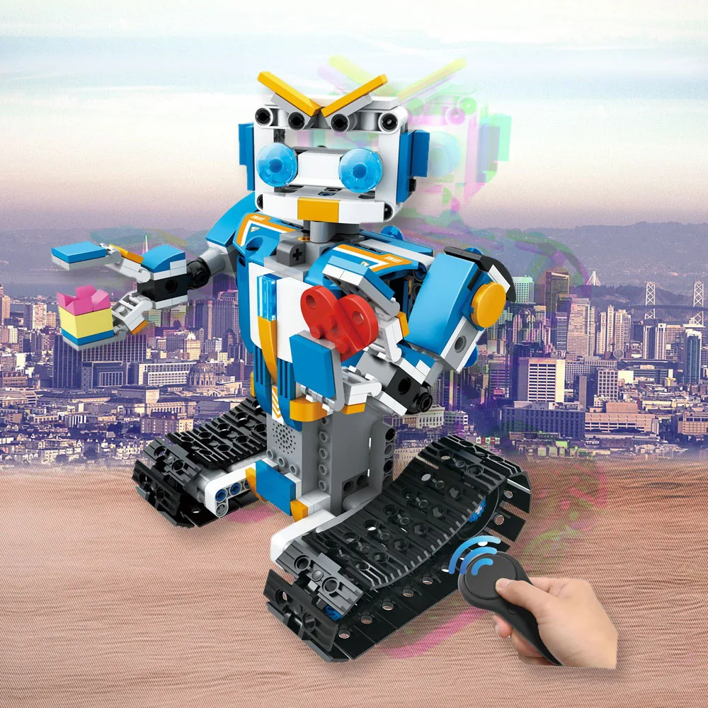 DIY строительные блоки ходьба RC умный робот Электронный Робот ствол игрушка для