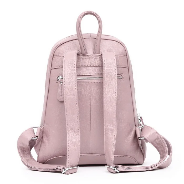 ZENCY Women 100% Full Grain Genuine Cow Leather White Blue Beige Pink Yellow Backpacks Ladies Schoolbag Teenagers Cowhide Bag